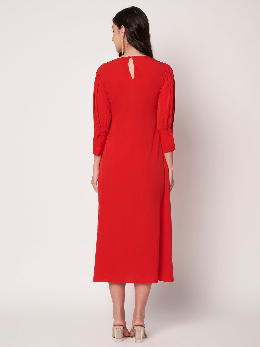 Embellished Red Midi Dress