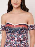 Floral Print Off-White Cotton Mini Dress