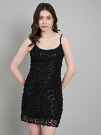 Black Sequin Embellished Bodycon Mini Dress