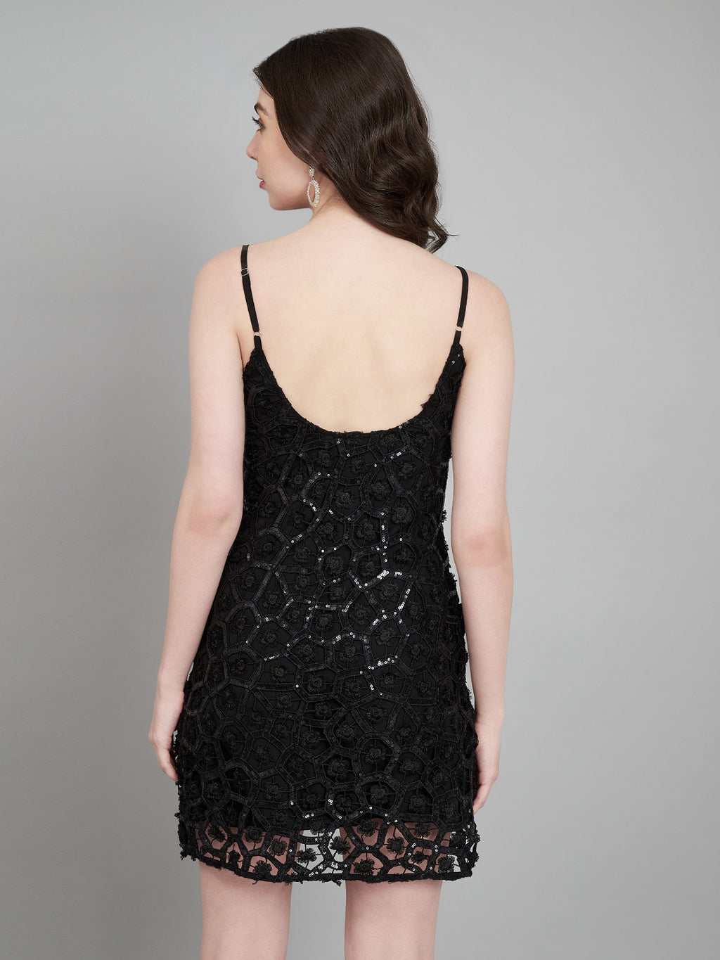 Black Sequin Embellished Bodycon Mini Dress