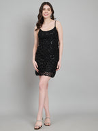 Black Sequin Embellished Bodycon Mini Dress