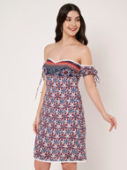 Floral Print Off-White Cotton Mini Dress