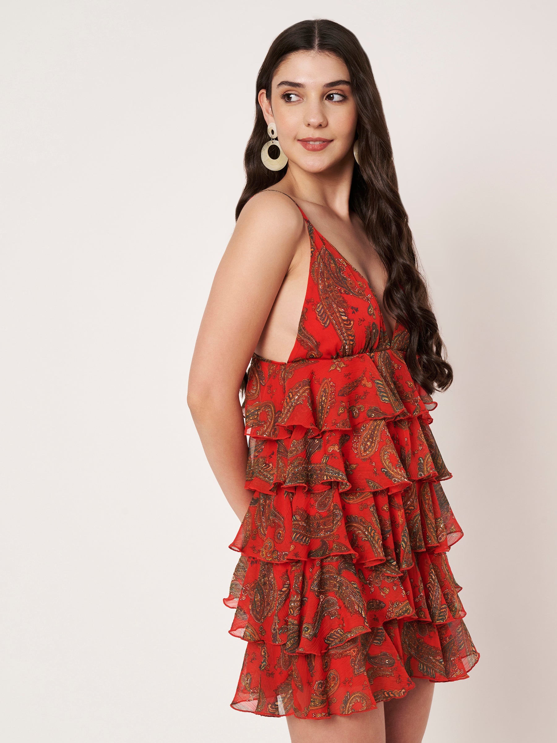 Red Ruffle Tiered Mini Dress