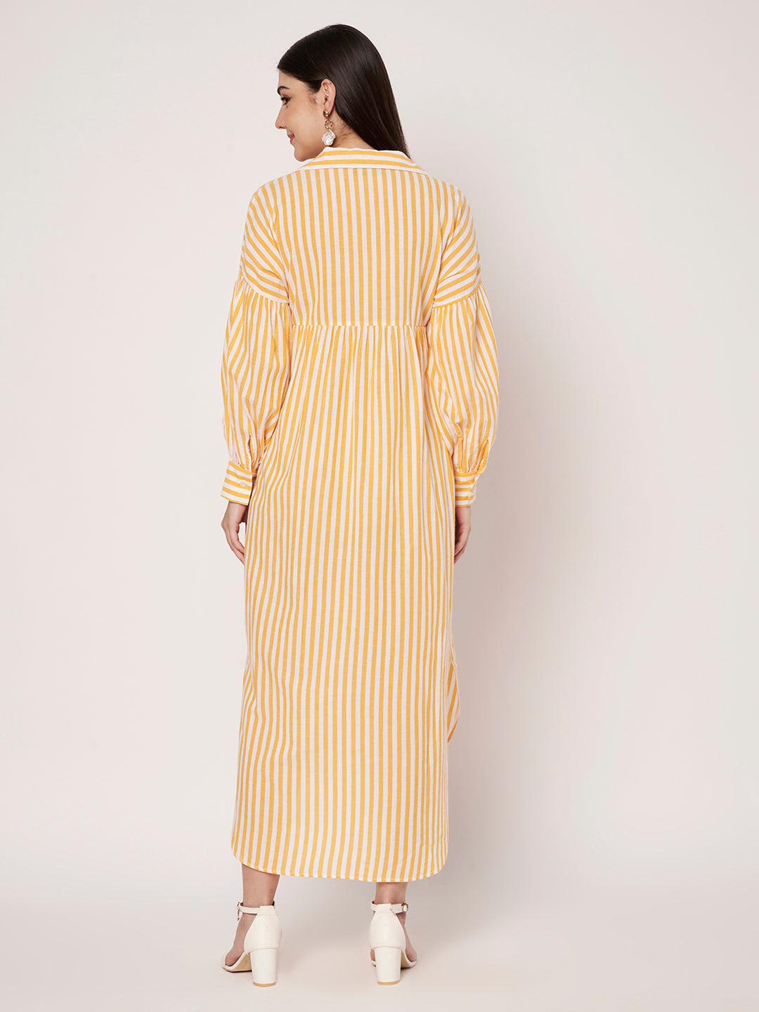 Yellow Striped Shirt Dress